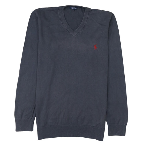 Polo Ralph Lauren Men's Blue V-Neck Cotton Pullover Sweatshirt L