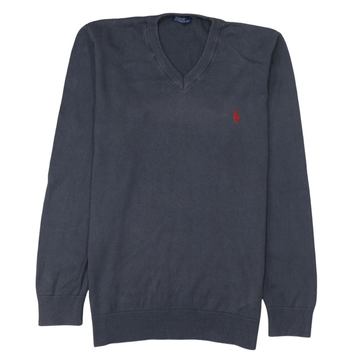 Polo Ralph Lauren Men's Blue V-Neck Cotton Pullover Sweatshirt L