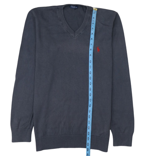 Polo Ralph Lauren Men's Blue V-Neck Cotton Pullover Sweatshirt L