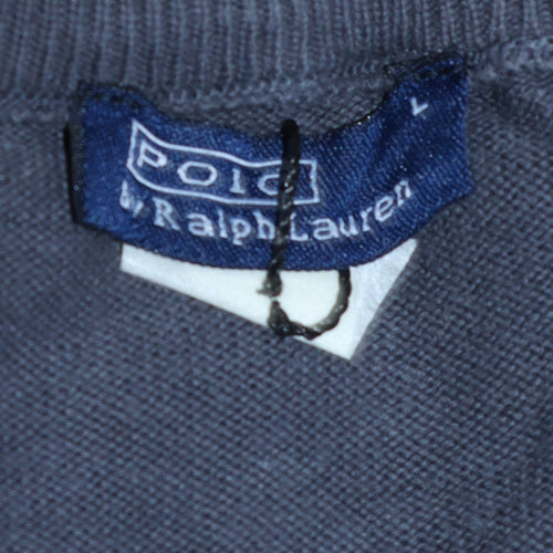 Polo Ralph Lauren Men's Blue V-Neck Cotton Pullover Sweatshirt L