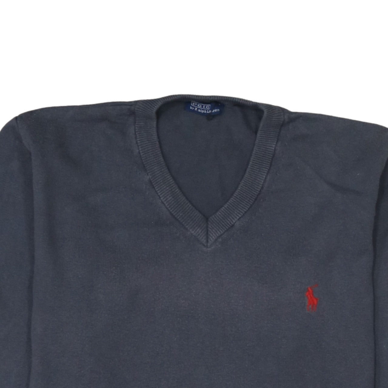 Polo Ralph Lauren Men's Blue V-Neck Cotton Pullover Sweatshirt L