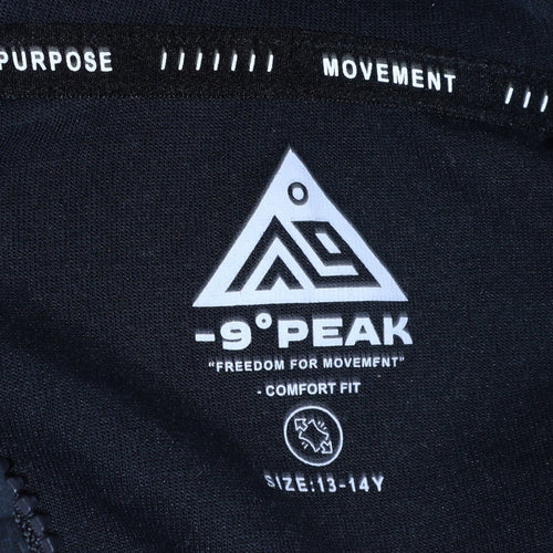 -9° PEAK Teens Black Grey Full Zip Hoodie 13-14Y Regular Fit