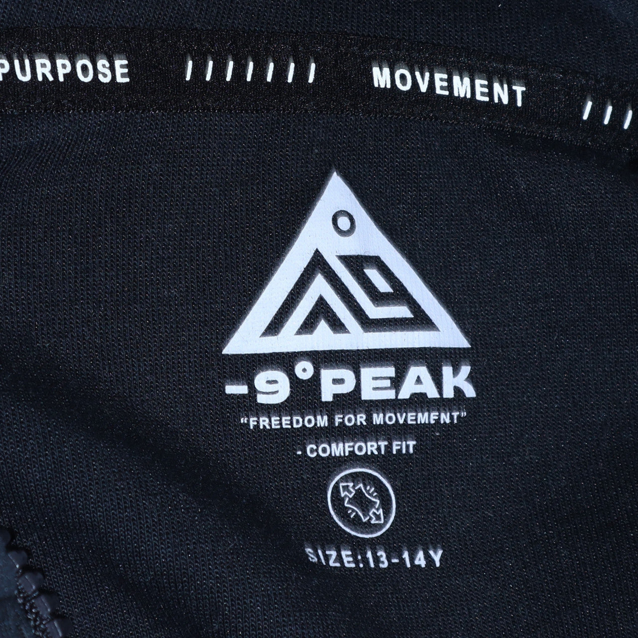 -9° PEAK Teens Black Grey Full Zip Hoodie 13-14Y Regular Fit