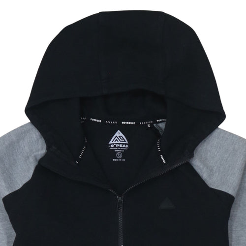 -9° PEAK Teens Black Grey Full Zip Hoodie 13-14Y Regular Fit