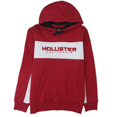 Hollister Men's Red XL Pullover Hoodie Fleece Logo Sweatshirt