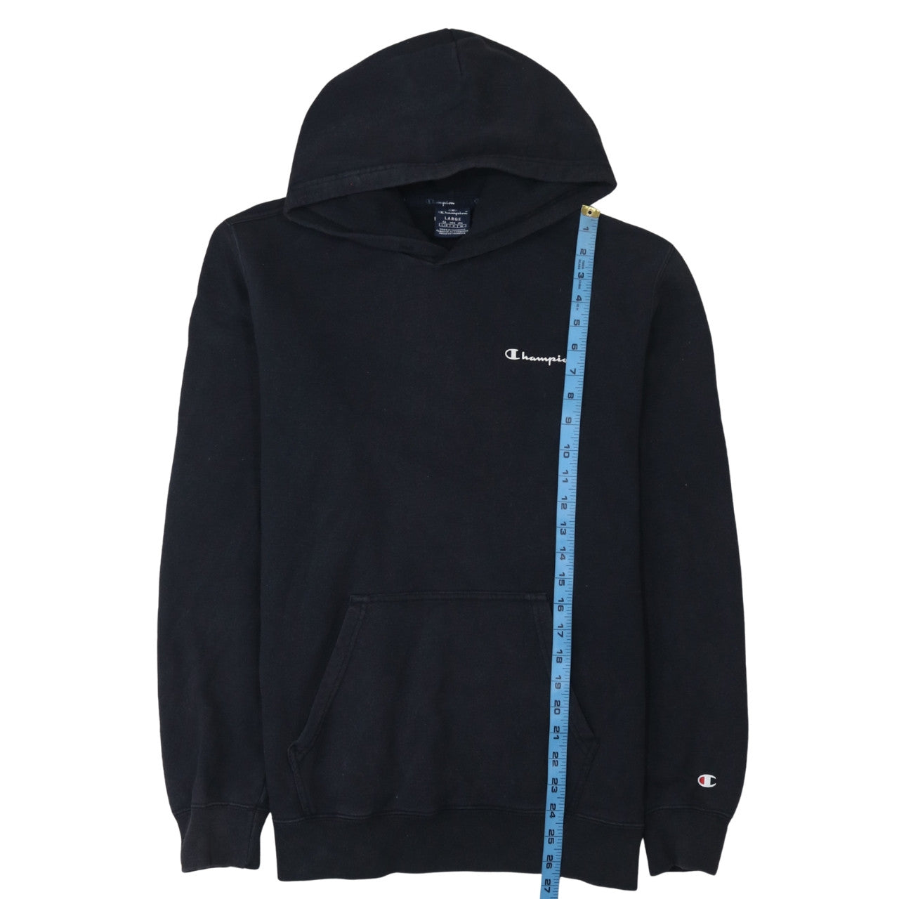Champion Men's Black Pullover Hoodie Size L Logo Fleece Sweatshirt