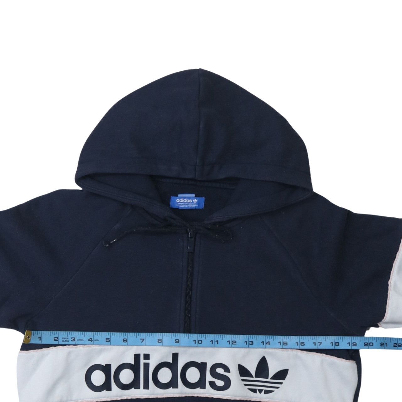 Adidas Mens Blue Small 1/2 Zip Logo Hoodie Pullover Sweatshirt