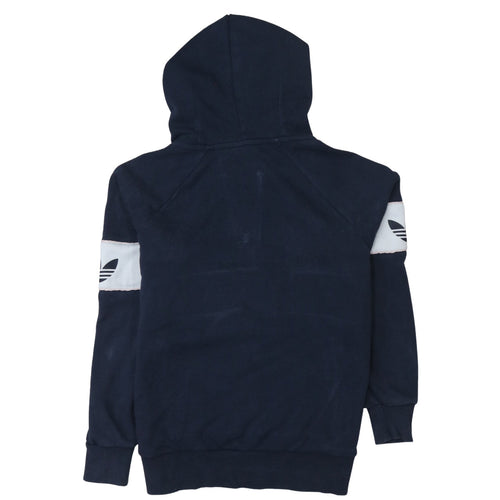 Adidas Mens Blue Small 1/2 Zip Logo Hoodie Pullover Sweatshirt