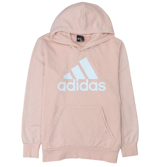 Adidas Womens Pink Pullover Hoodie L Logo Graphic Cotton Blend
