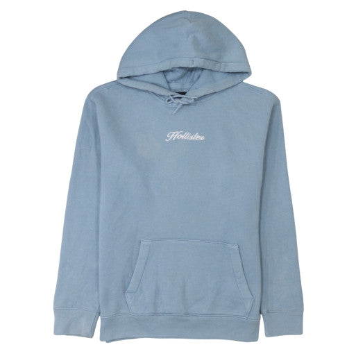 Hollister Men Blue Pullover Hoodie Medium Fleece Embroidered Logo