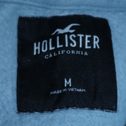 Hollister Men Blue Pullover Hoodie Medium Fleece Embroidered Logo