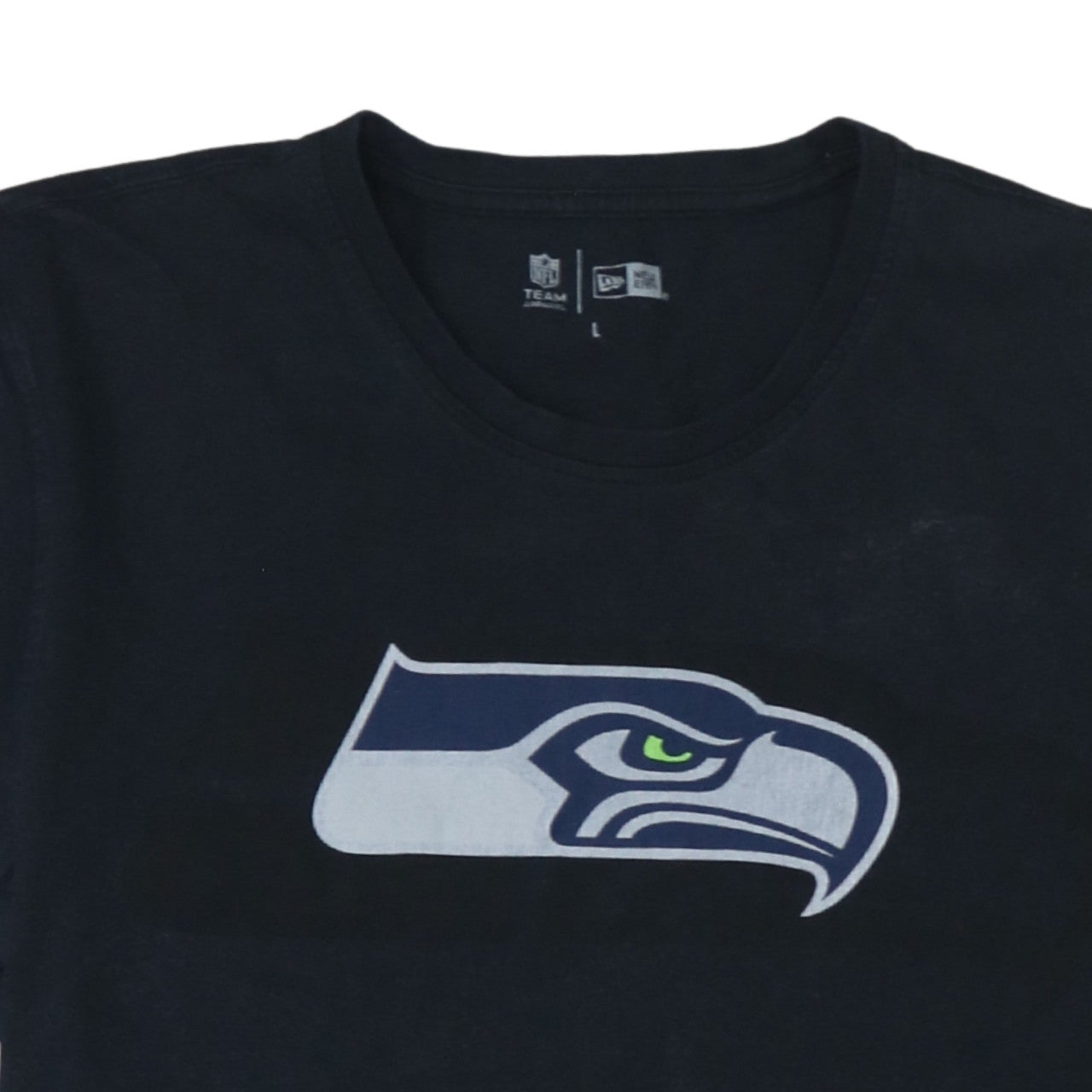 New Era Mens Black NFL Seattle Seahawks Logo T-Shirt Size L