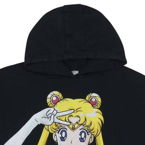 Sailor Moon Women's Black Pullover Hoodie Size 10 Graphic Print
