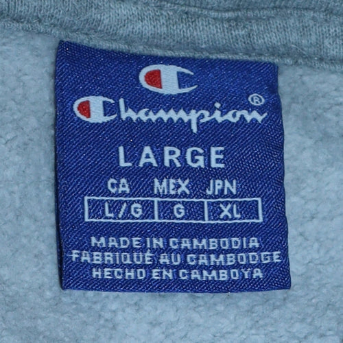 Champion Men's Grey Pullover Hoodie Large Sports Style