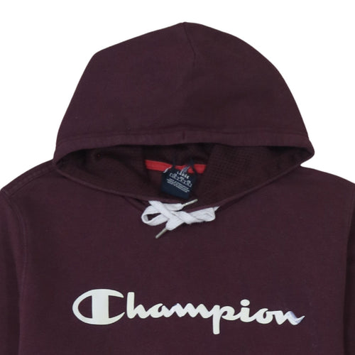 Champion Men's Brown Pullover Hoodie Medium Fleece Logo Sweatshirt