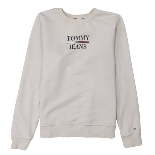 Tommy Jeans Women's Beige Cotton Crew Neck Pullover Sweatshirt XS
