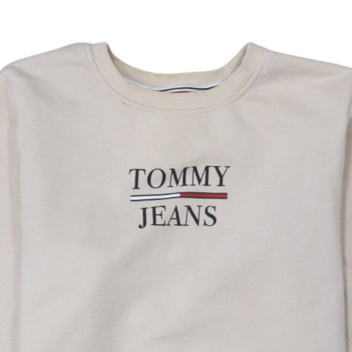 Tommy Jeans Women's Beige Cotton Crew Neck Pullover Sweatshirt XS