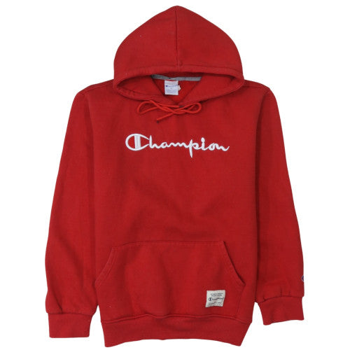 Champion Men’s Red Pullover Hoodie Medium Embroidered Logo Fleece