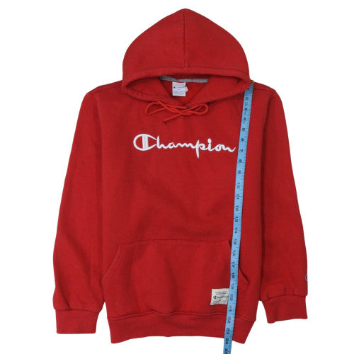 Champion Men’s Red Pullover Hoodie Medium Embroidered Logo Fleece
