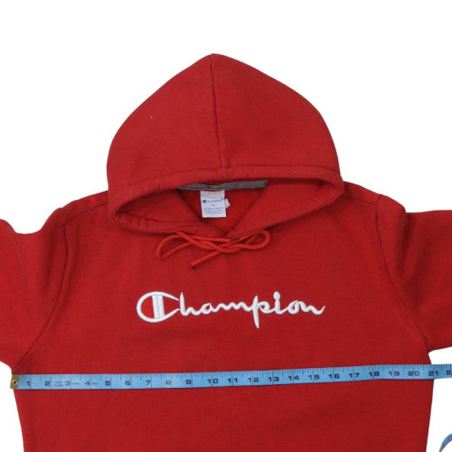 Champion Men’s Red Pullover Hoodie Medium Embroidered Logo Fleece