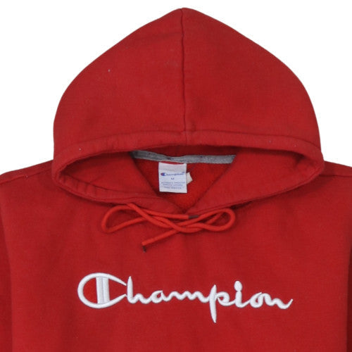 Champion Men’s Red Pullover Hoodie Medium Embroidered Logo Fleece