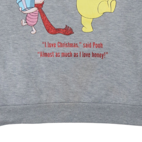 Disney Womens Grey Winnie the Pooh Christmas Sweatshirt 2XL
