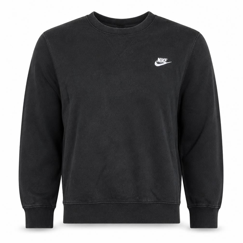 Front view of Nike Men's Black Small Crew Neck Pullover Sweatshirt