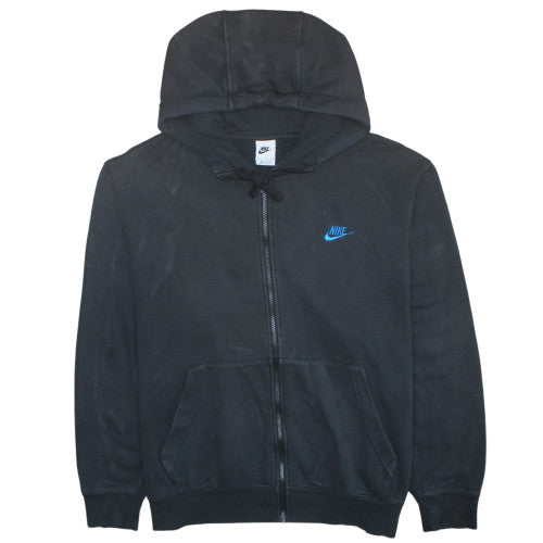 Nike Men's Black XL Full Zip Hoodie with Blue Logo