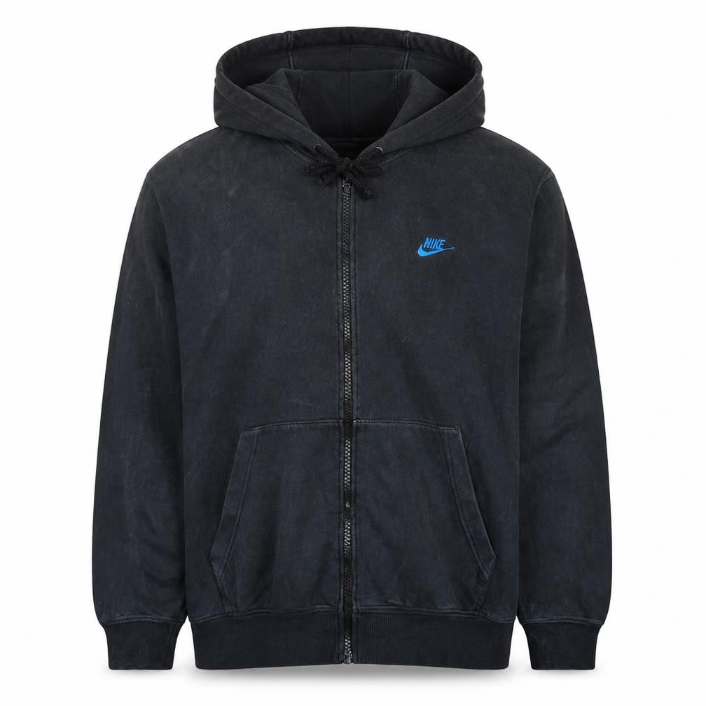 Nike Men's Black XL Full Zip Hoodie with Blue Logo