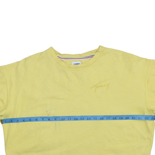 Tommy Jeans Womens Yellow Crew Neck Cropped Sweatshirt M