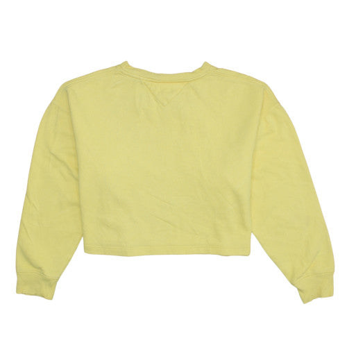 Tommy Jeans Womens Yellow Crew Neck Cropped Sweatshirt M