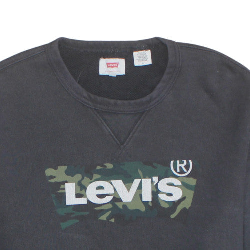 Levi's Men's Black Camo Logo Crew Neck Sweatshirt M