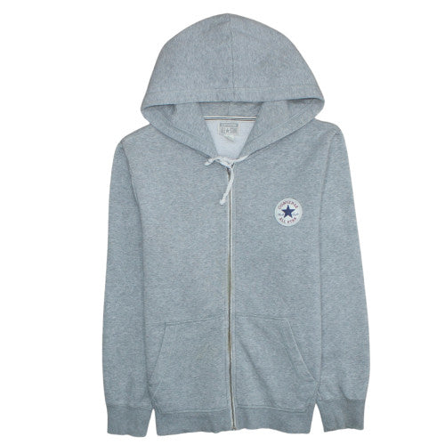 Converse Men's Grey Full Zip Hoodie Size S Classic Logo Sweatshirt