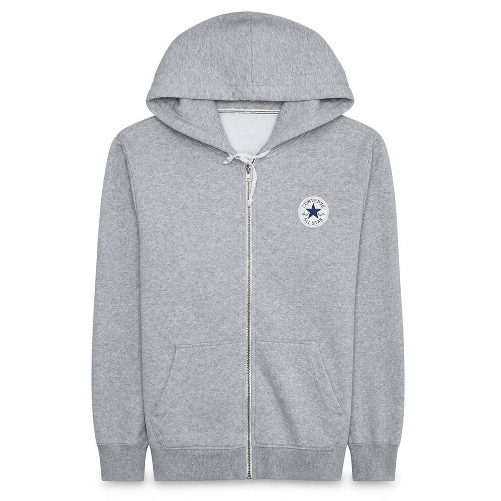 Converse Men's Grey Full Zip Hoodie Size S Classic Logo Sweatshirt