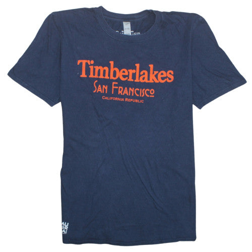 Timberlakes Men's Navy Blue Graphic Print Crew Neck Cotton T-Shirt L