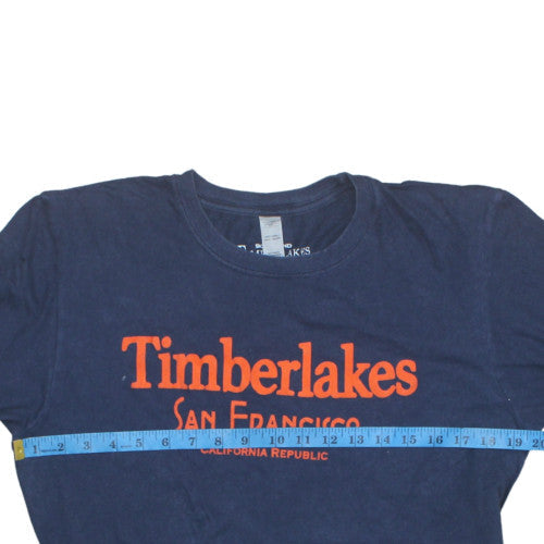 Timberlakes Men's Navy Blue Graphic Print Crew Neck Cotton T-Shirt L