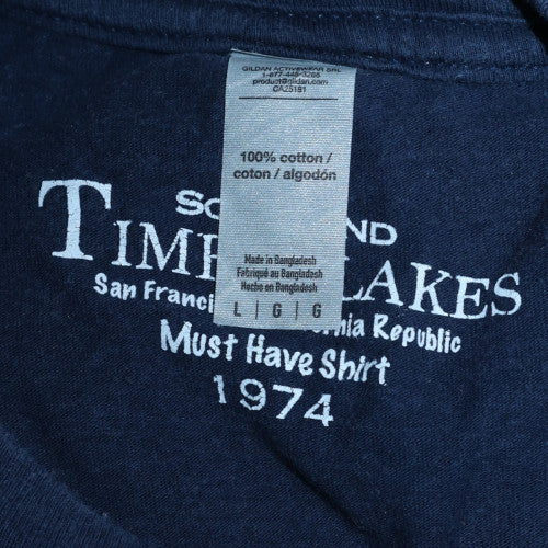 Timberlakes Men's Navy Blue Graphic Print Crew Neck Cotton T-Shirt L