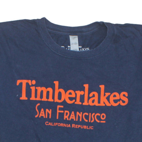 Timberlakes Men's Navy Blue Graphic Print Crew Neck Cotton T-Shirt L