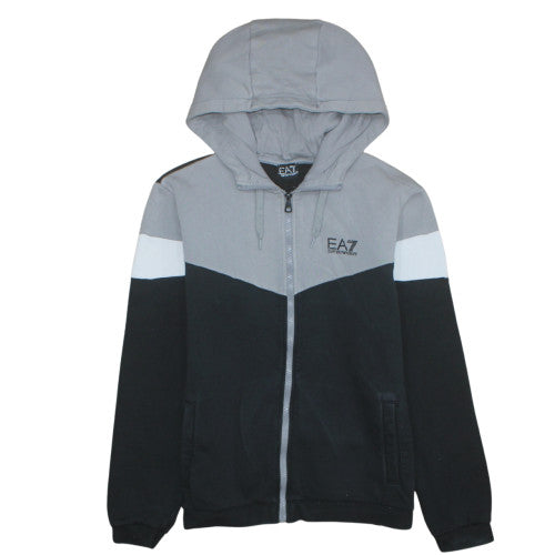 Emporio Armani EA7 Men's Grey Black Full Zip Hoodie Size M