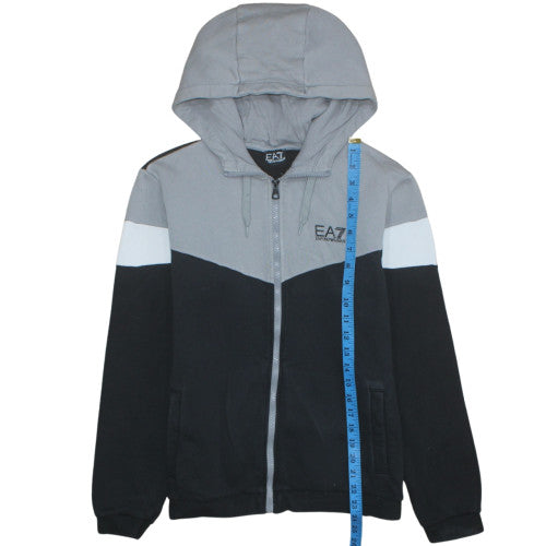 Emporio Armani EA7 Men's Grey Black Full Zip Hoodie Size M