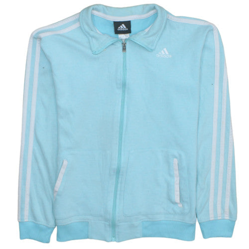 Adidas Women Blue Full Zip Sweatshirt Size L Classic Sportswear