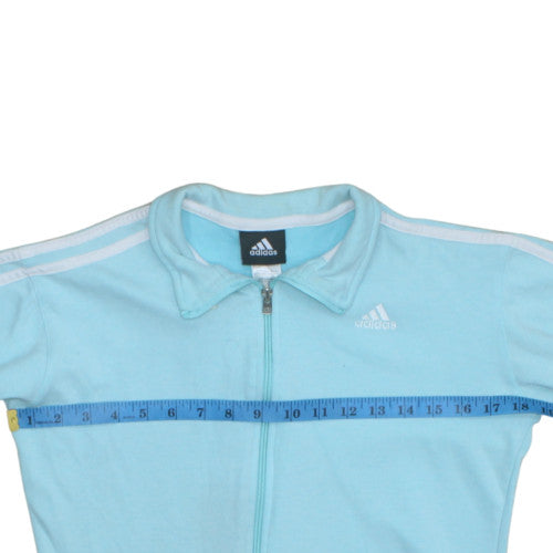Adidas Women Blue Full Zip Sweatshirt Size L Classic Sportswear