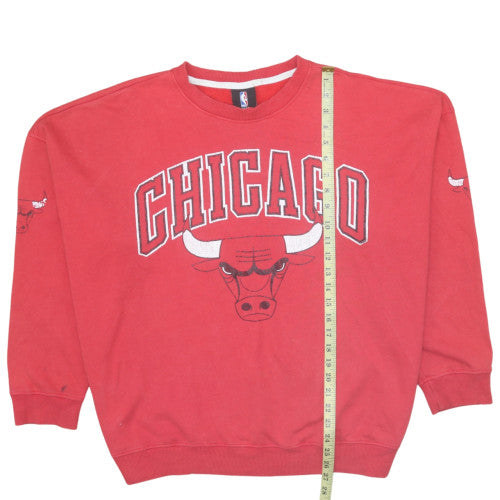 UNK Mens Red Chicago Bulls Pullover Sweatshirt L Crew Neck Graphic
