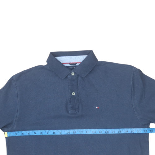 Tommy Hilfiger Men's Blue Cotton Short Sleeve Polo Shirt M