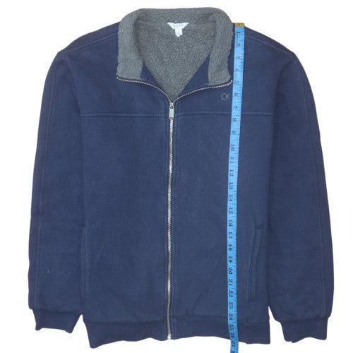 Calvin Klein Men Blue Full Zip Fleece Sweatshirt L Regular Fit