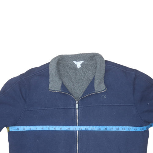 Calvin Klein Men Blue Full Zip Fleece Sweatshirt L Regular Fit