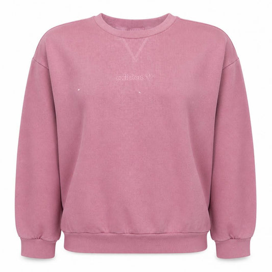 Front view of Adidas Women Pink Crew Neck Long Sleeve Pullover Sweatshirt, size M