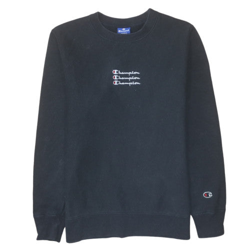Champion Men's Black Small Pullover Sweatshirt Embroidered Logo