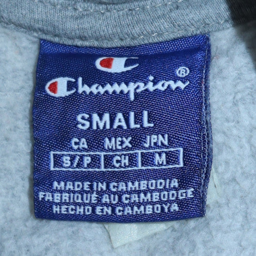 Champion Men's Grey Small Pullover Hoodie Logo Cotton Sweatshirt