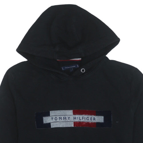 Tommy Hilfiger Men's Black Pullover Hoodie L Embroidered Logo